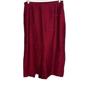 Eileen Fisher Red Italian Yarn Linen A-Line Midi Skirt